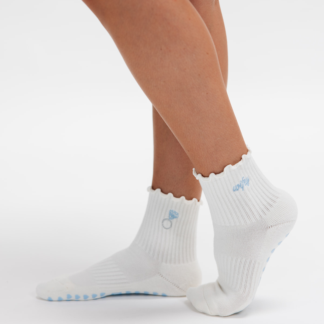 Diamond Ring Wifey Embroidery Cream Bridal Pilates Grip Sock