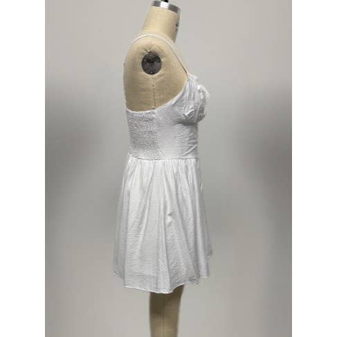 PLUS SIZE SWEETHEART NECK LACE TRIM FLARE MINI DRESS