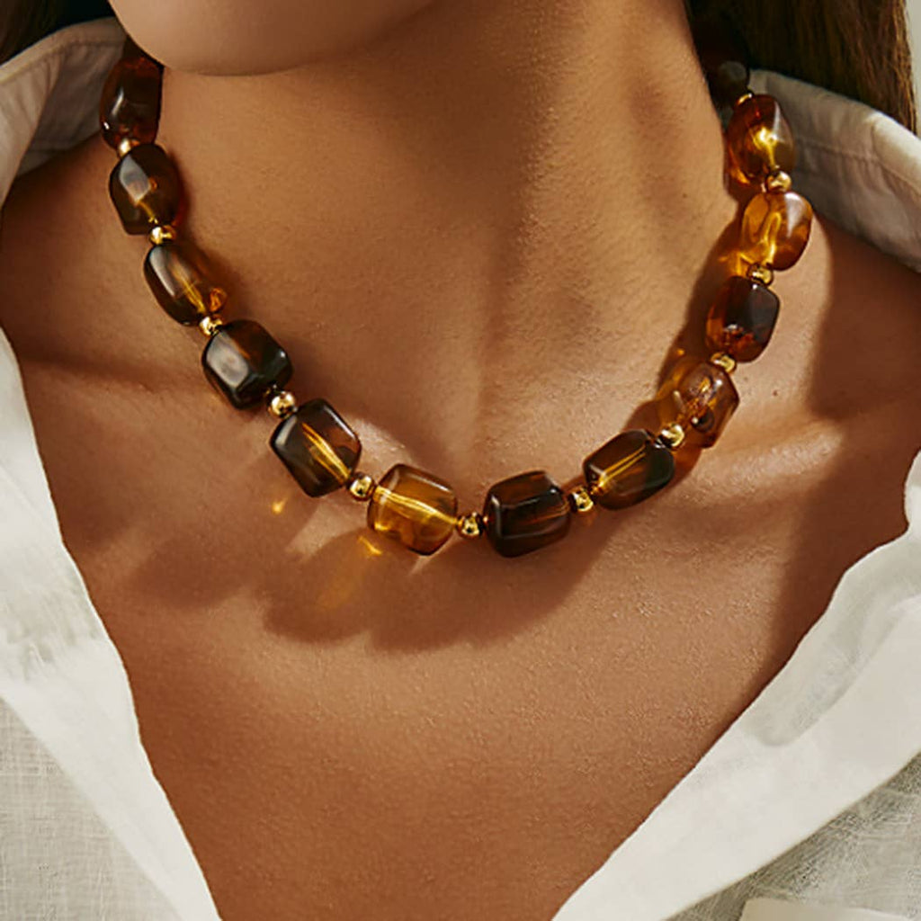 LUXURIOUS RESIN ACRYLIC LINK NECKLACE