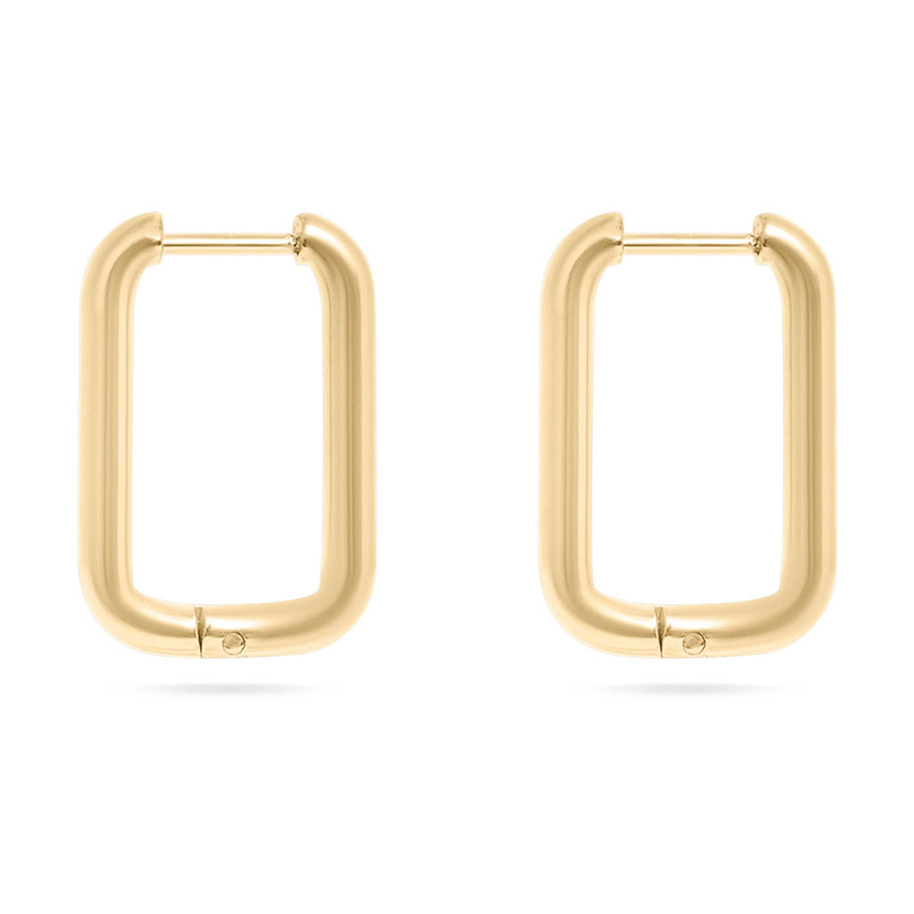 Rounded Rectangle Huggie Earrings