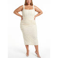PLUS SIZE LACE CORSET BODICE SIDE RUCHED DETAIL MIDI DRESS