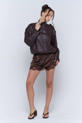 Satin Lace Trim Lounge Shorts