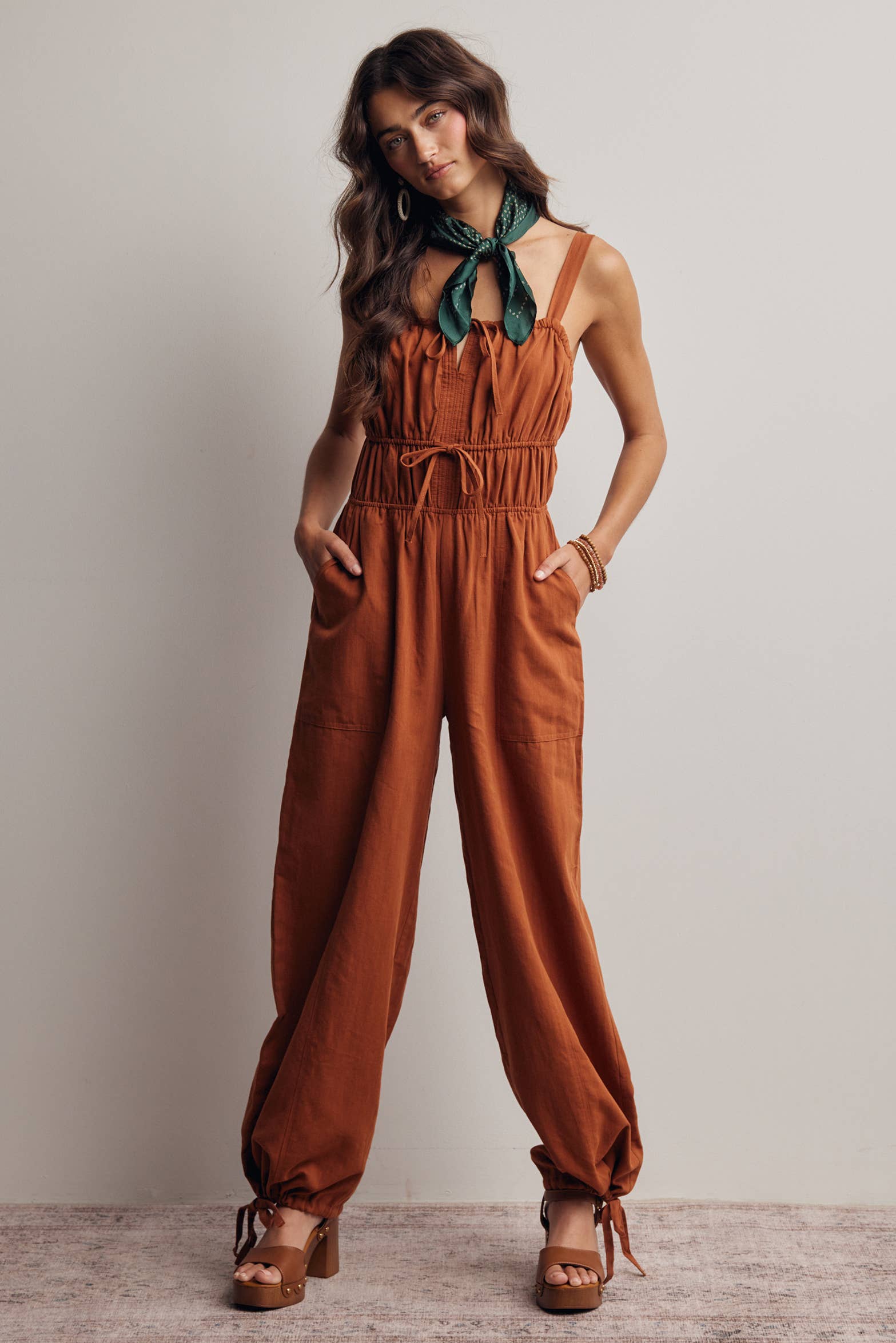 Tie-Front Wide Leg Jumpsuit FRP0005