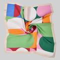 ABSTRACT GEO SHAPED COLORFUL SILKY SQUARE SCARF