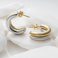 Duo Tone Huggie Earrings
