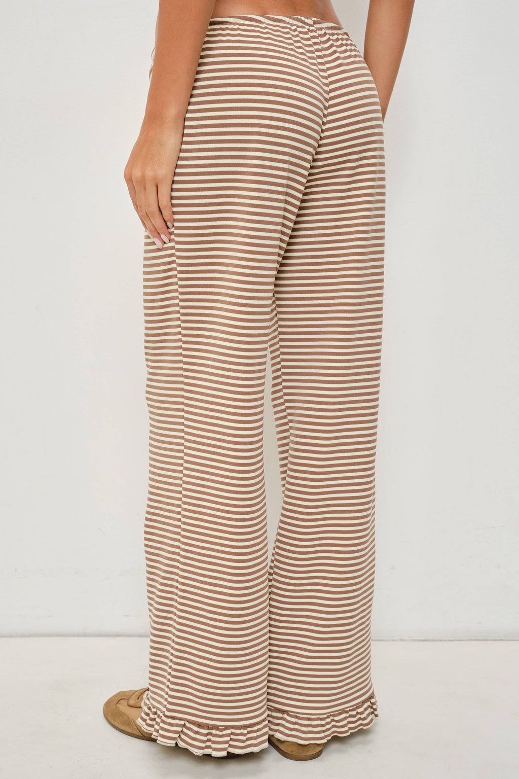 Devin Striped Lounge Pants with Ruffle
