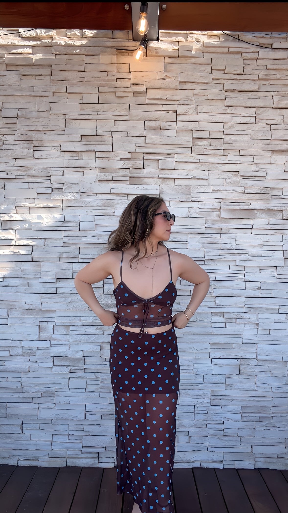 Rachel Mesh Polka Dot Skirt Set
