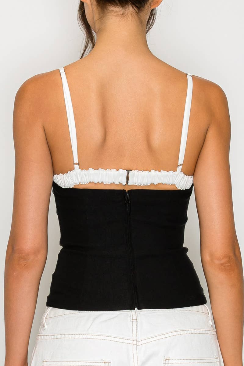 Lace Trim Contrast Cami Top