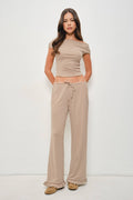 Devin Striped Lounge Pants with Ruffle