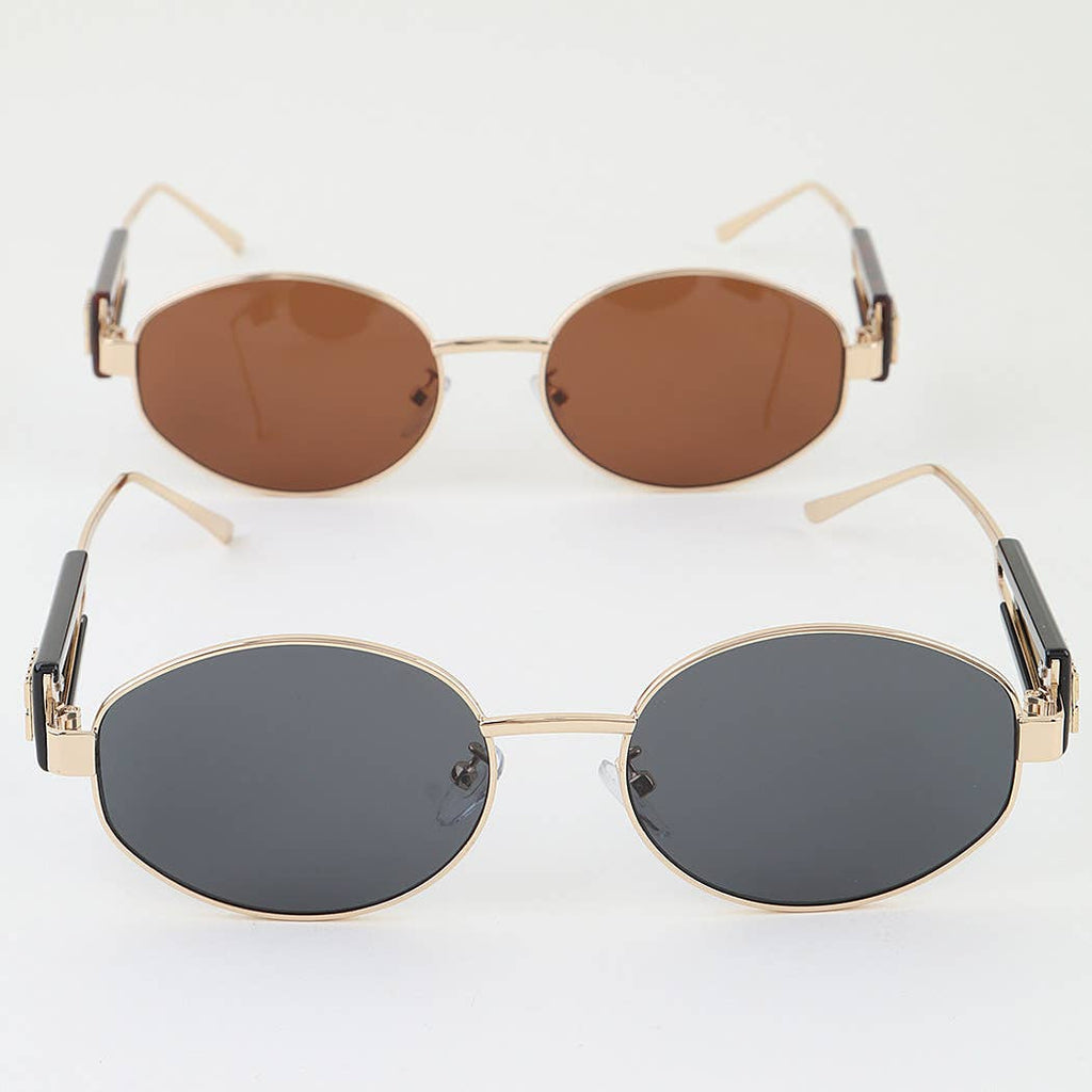 Tortoise Tile Round Frame Sunglasses