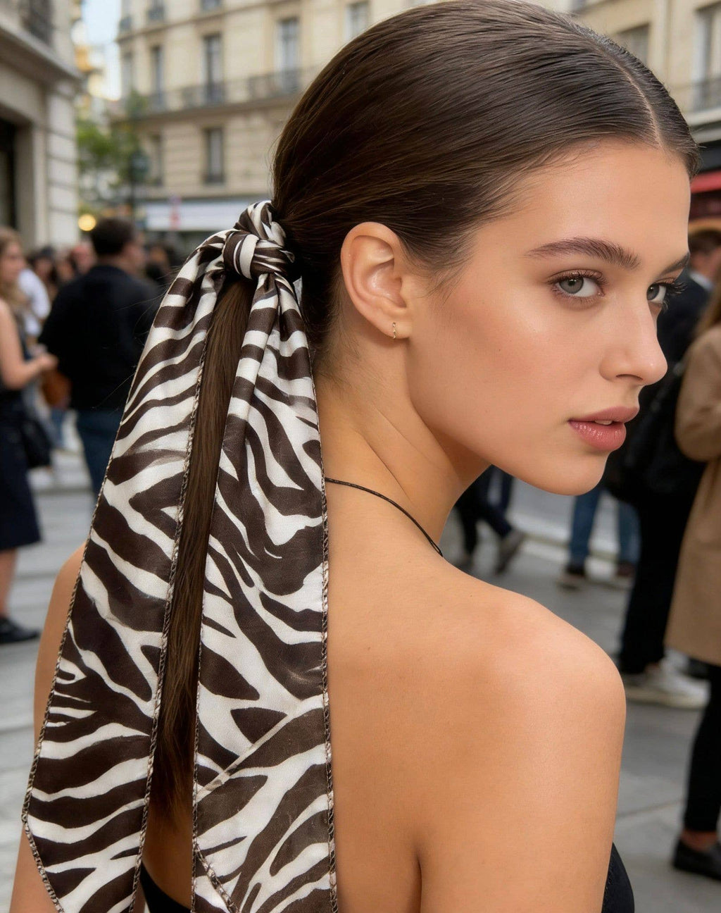 Zebra Silk Ribbon Scarf