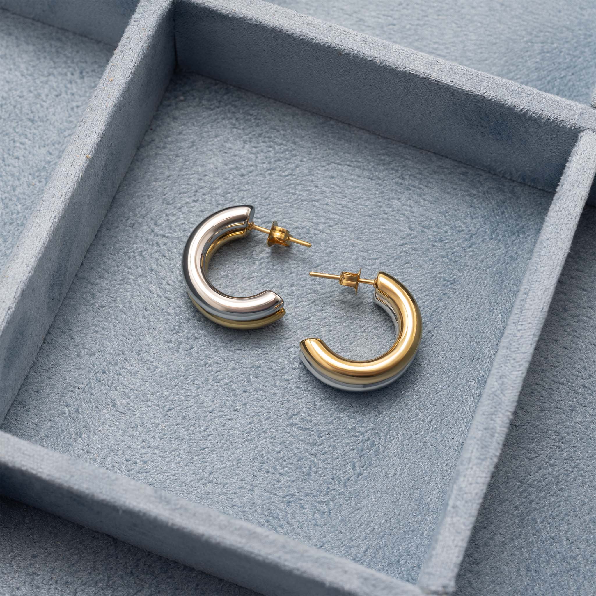 Duo Tone Huggie Earrings