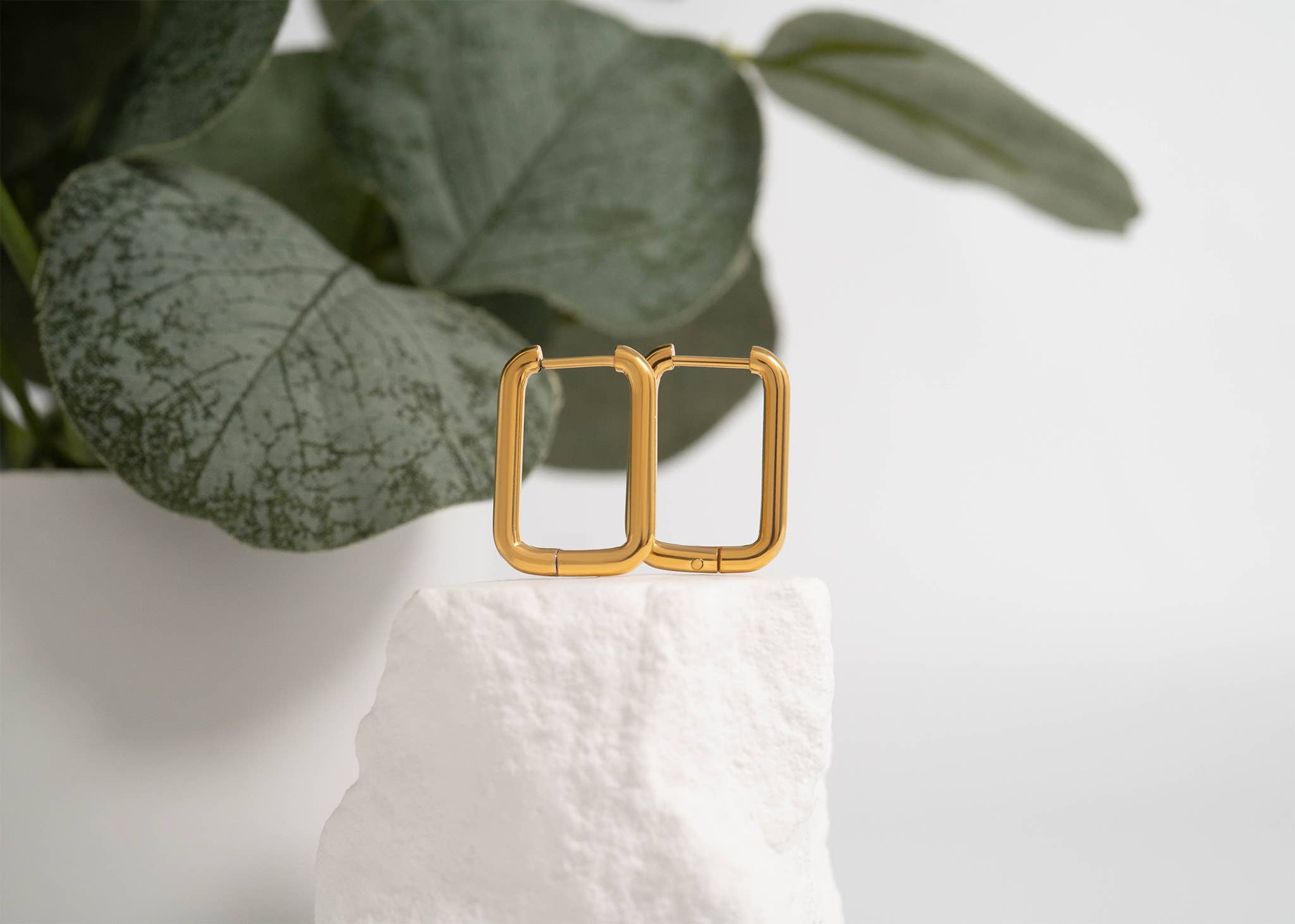 Rounded Rectangle Huggie Earrings