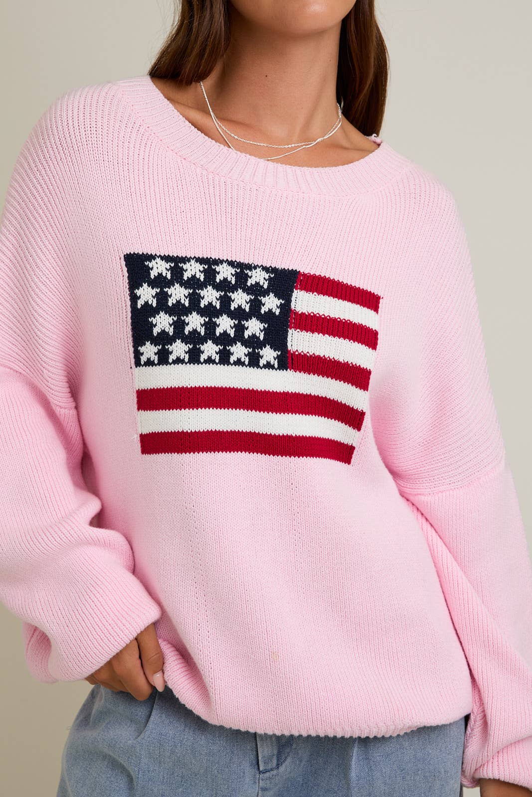 American Flag Crew Neck Sweater