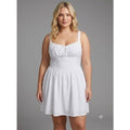 PLUS SIZE SWEETHEART NECK LACE TRIM FLARE MINI DRESS