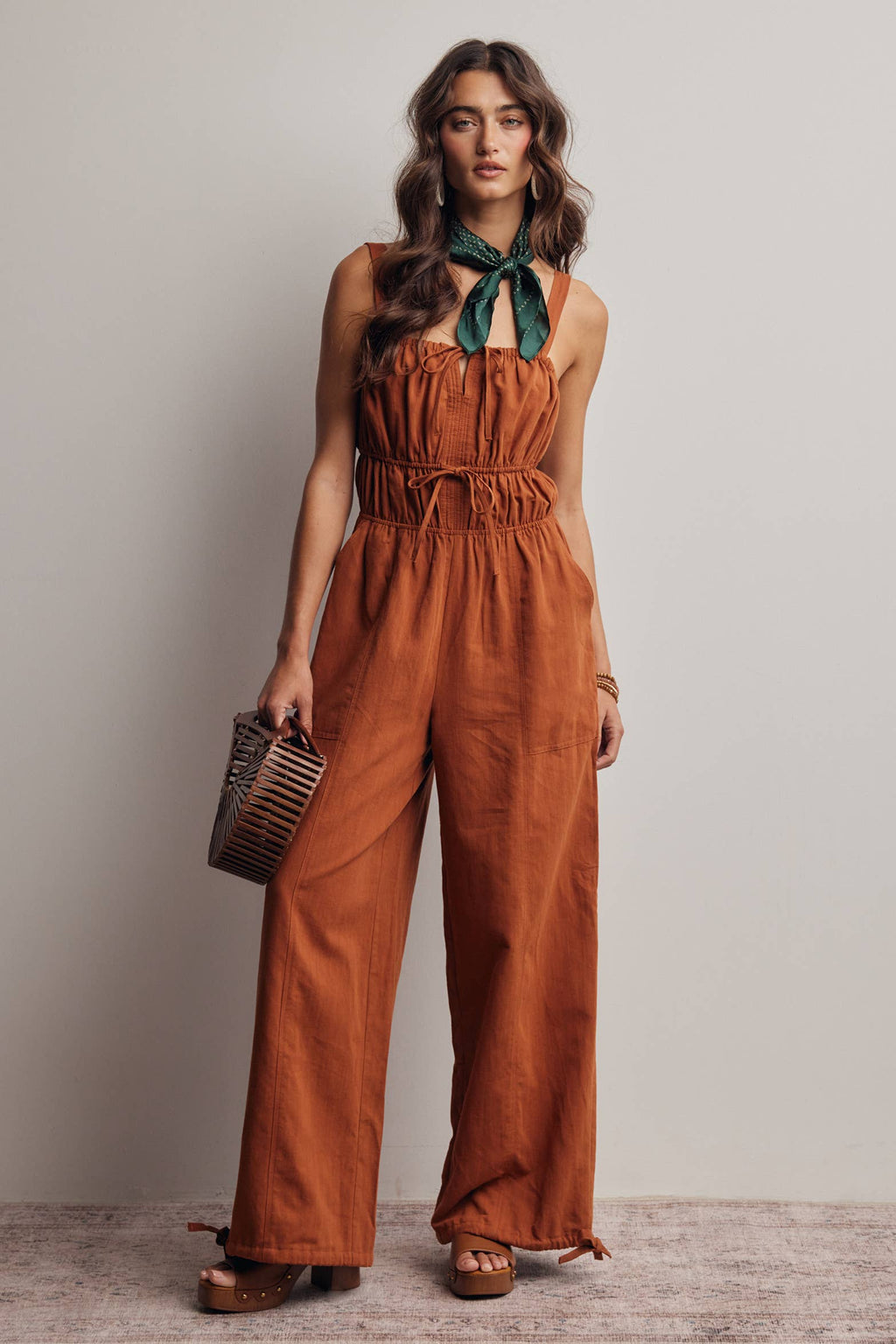 Tie-Front Wide Leg Jumpsuit FRP0005