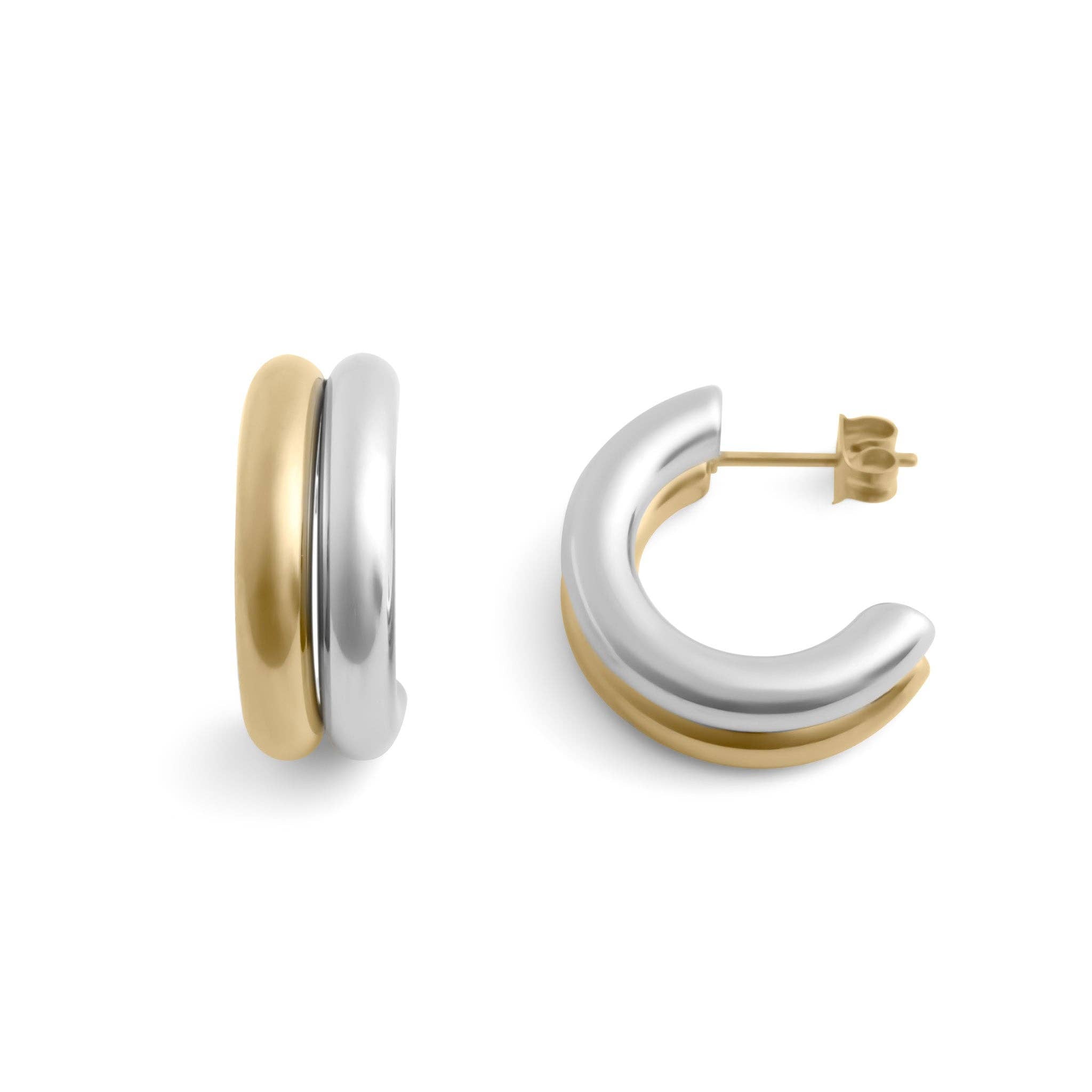 Duo Tone Huggie Earrings