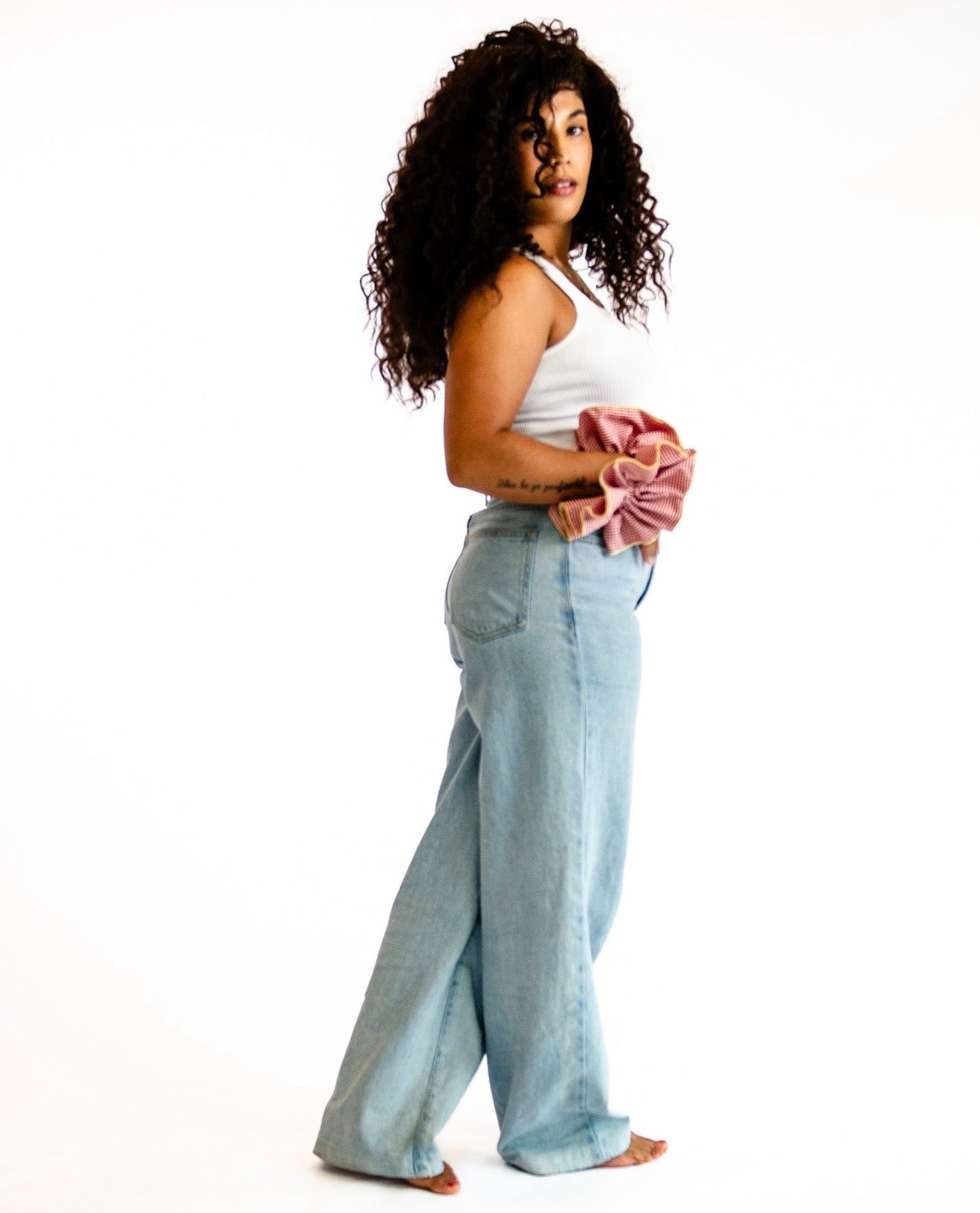 Plaid ruffle scrunchie