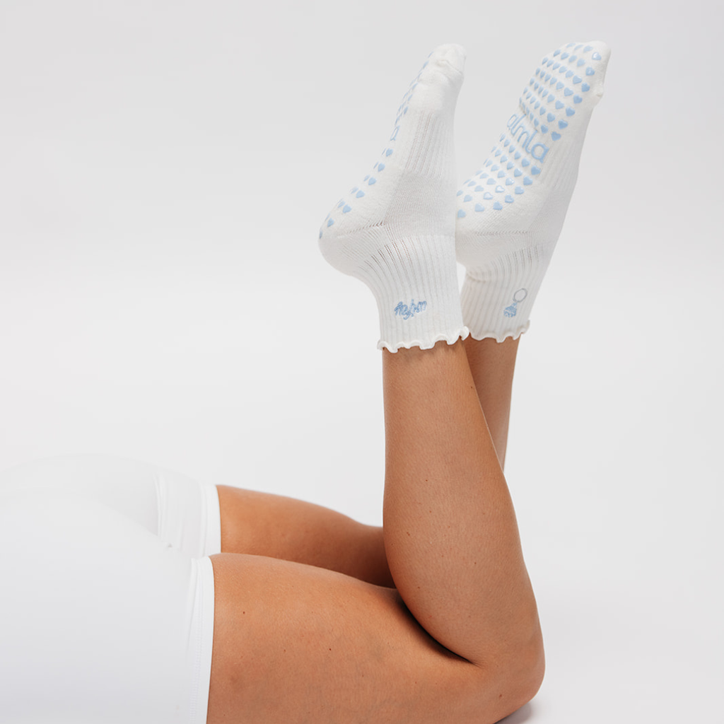 Diamond Ring Wifey Embroidery Cream Bridal Pilates Grip Sock