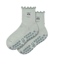 Cat Embroidered Pilates Grip Socks Gray Paw Grips