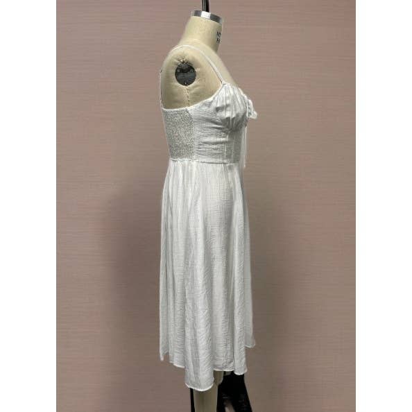 PLUS SIZE SWEETHEART TIE FRONT MIDI DRESS