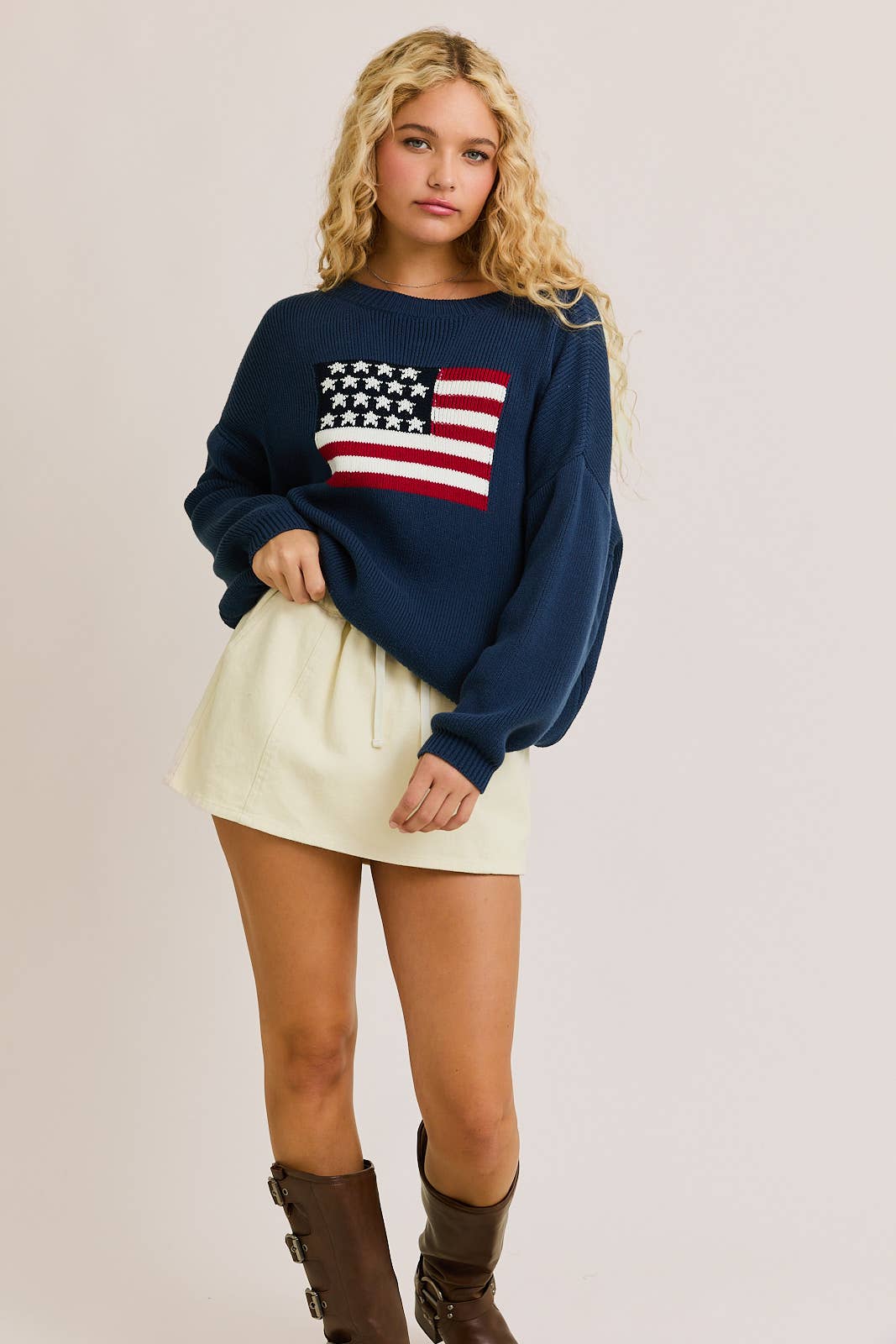 American Flag Crew Neck Sweater