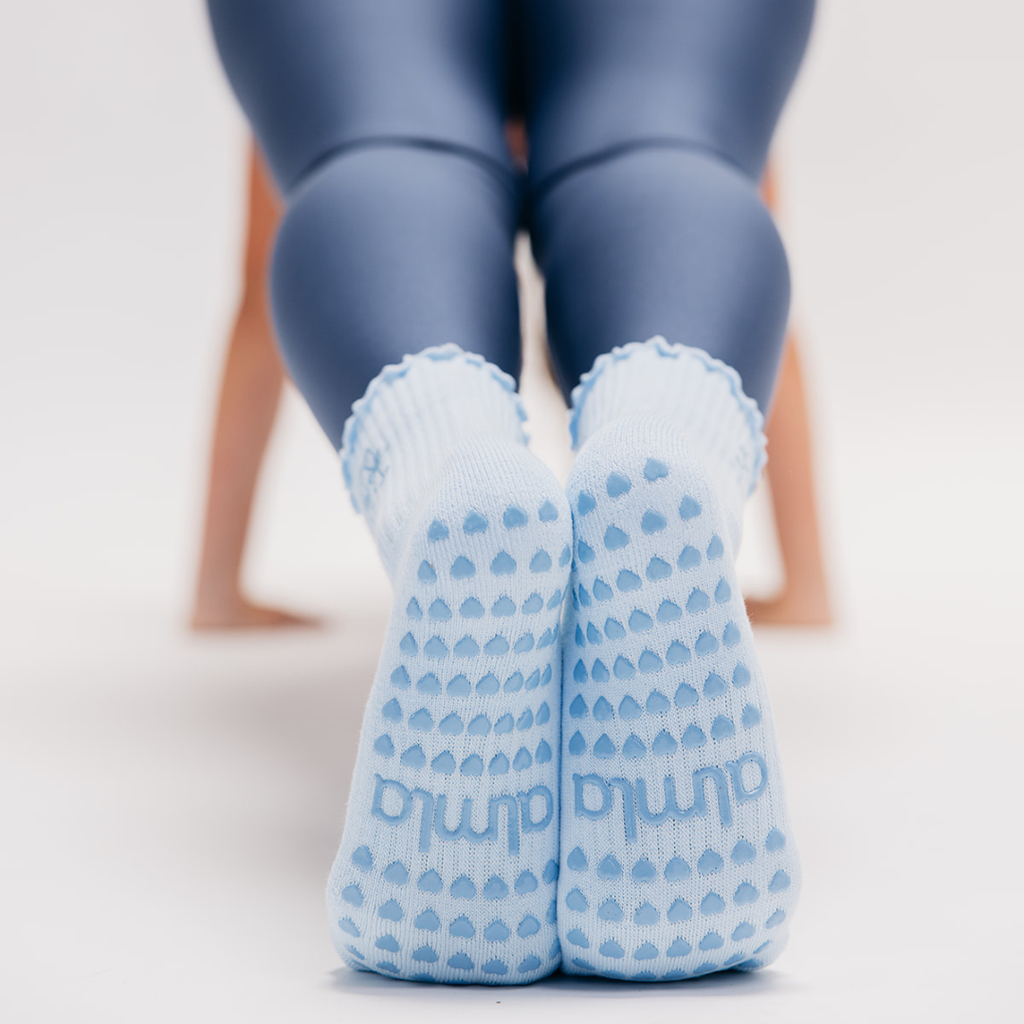 Something Blue Champagne Embroidery Bridal Pilates Grip Sock
