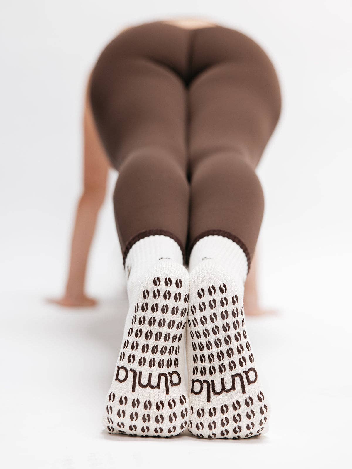 Espresso Martini Embroidered on Cream Pilates Grip Socks