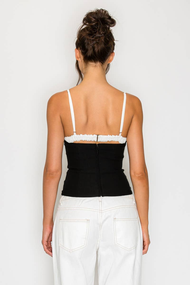 Lace Trim Contrast Cami Top