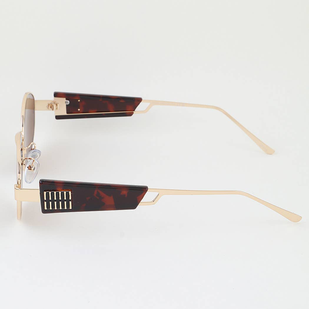 Tortoise Tile Round Frame Sunglasses