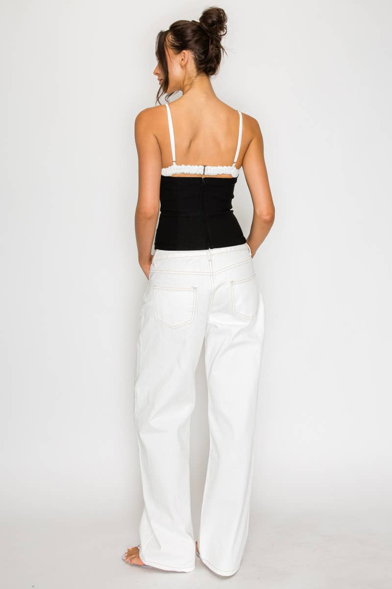 Lace Trim Contrast Cami Top